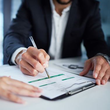 People go over paperwork