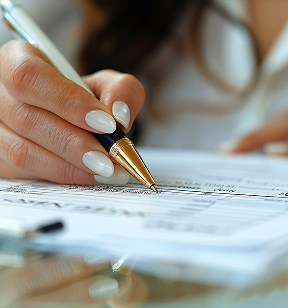 Person filling out paperwork